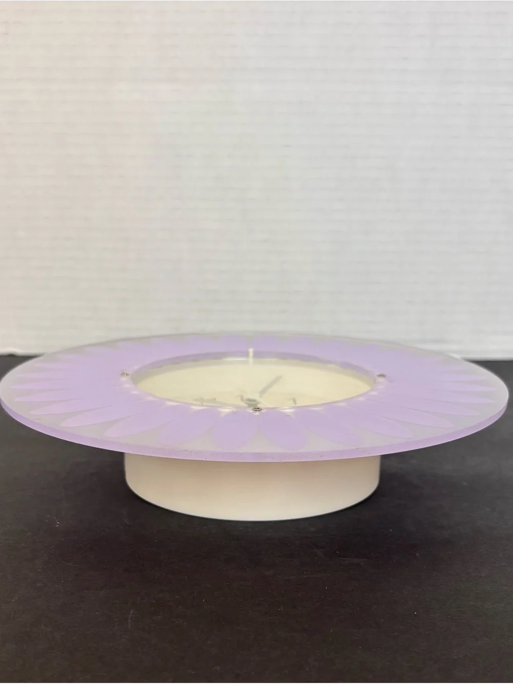 Sterling & Noble Purple Flower Wall Clock Butterfly Hand Arabic Analog WORKS